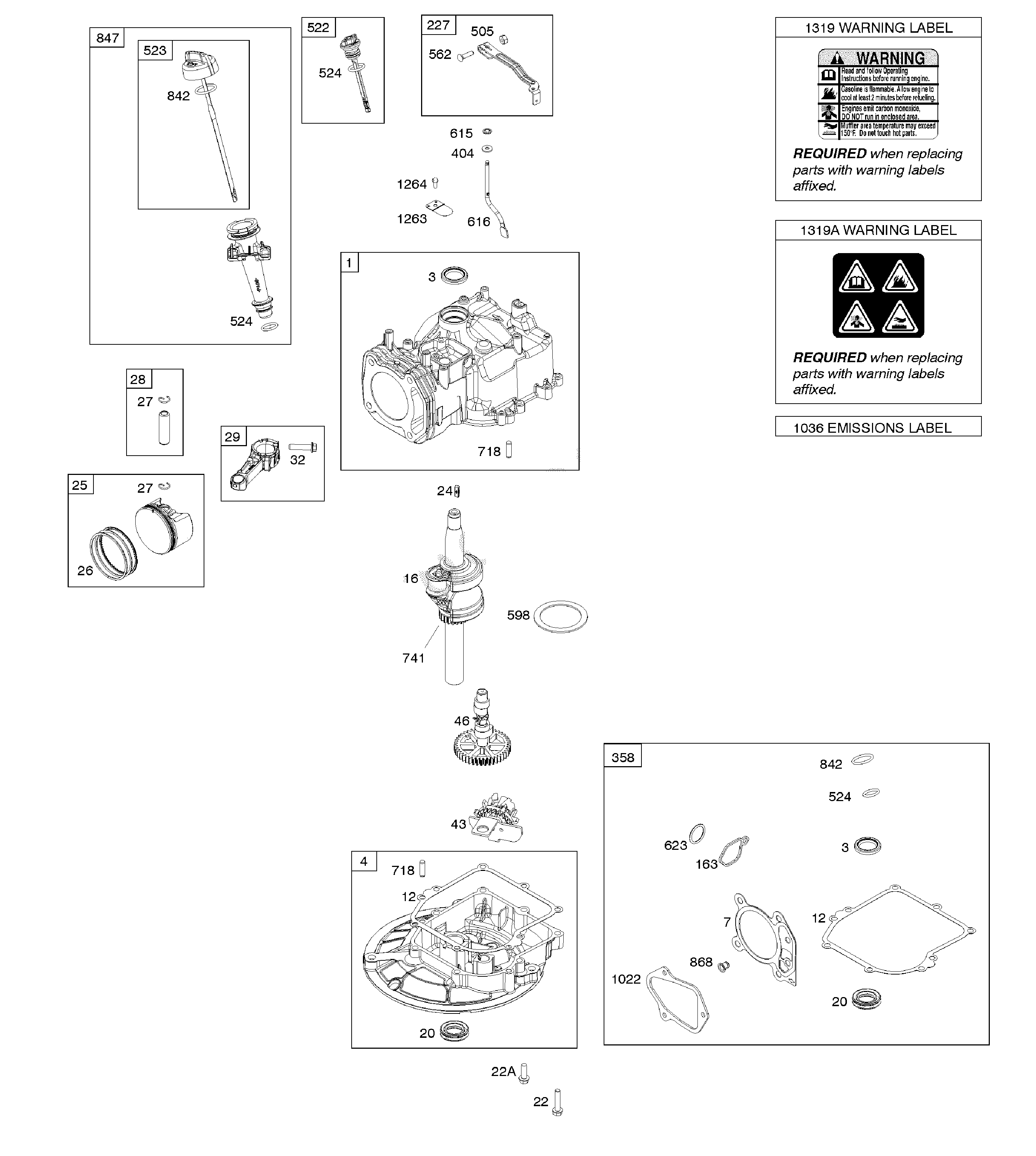 Camshaft/crankshaft/cylinder/gasket set/sump