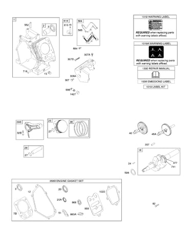 Camshaft/crankshaft/cylinder/piston
