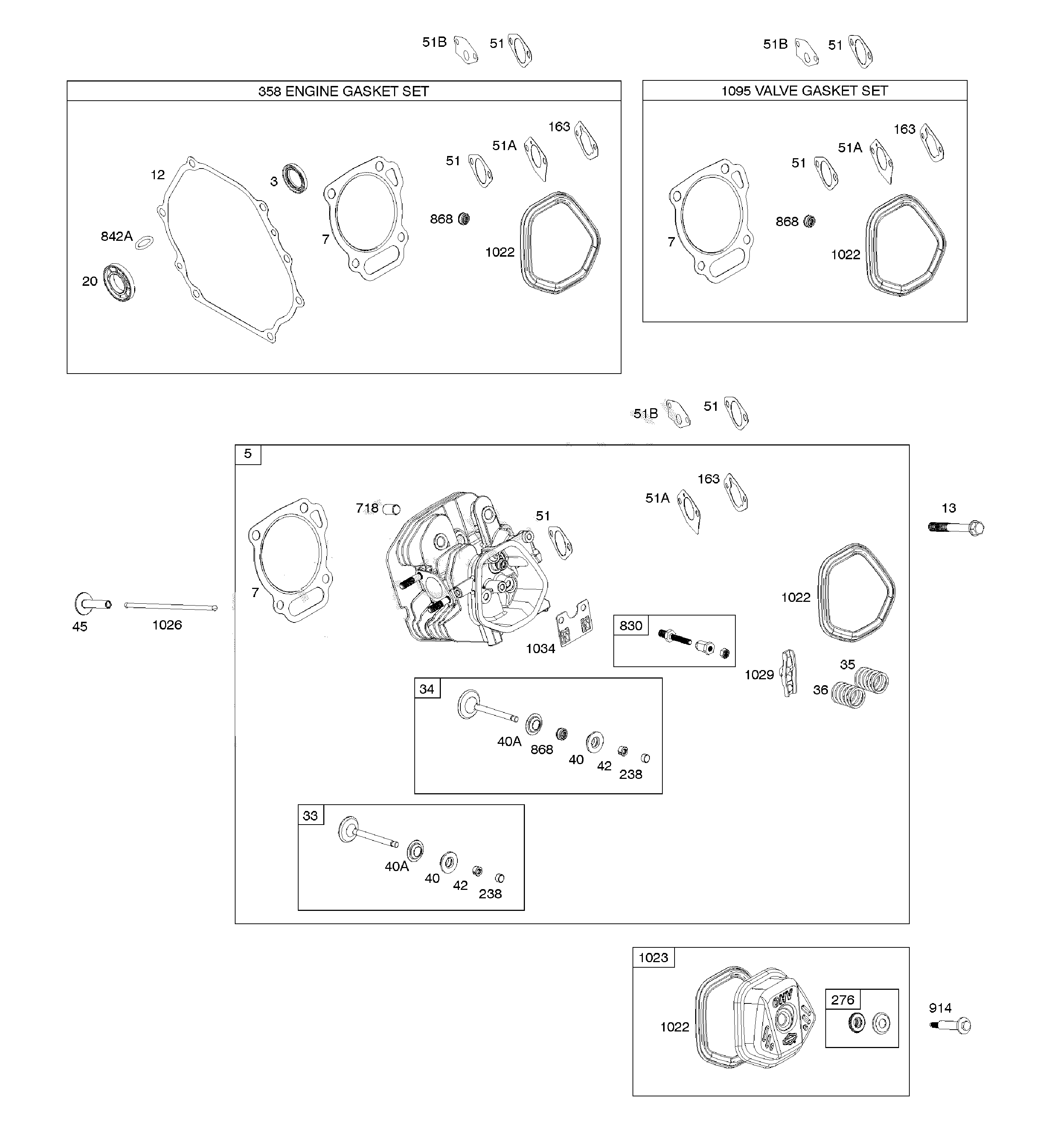 Cylinder head/gasket sets