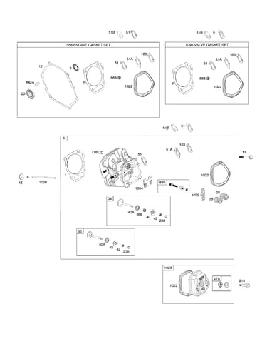 Cylinder head/gasket sets