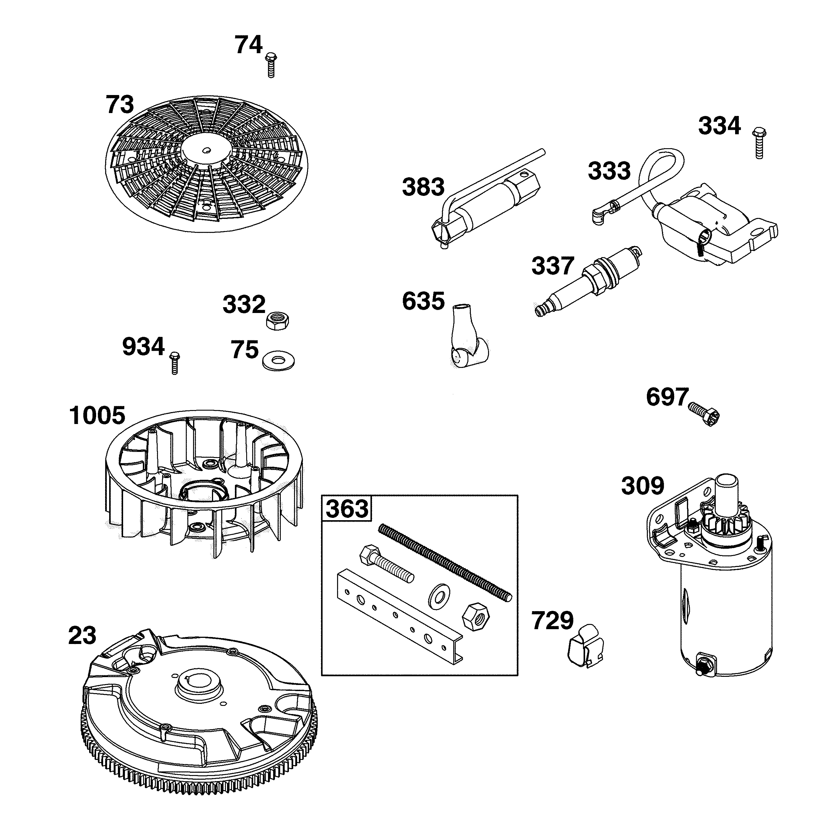 Flywheel/ignition/starter