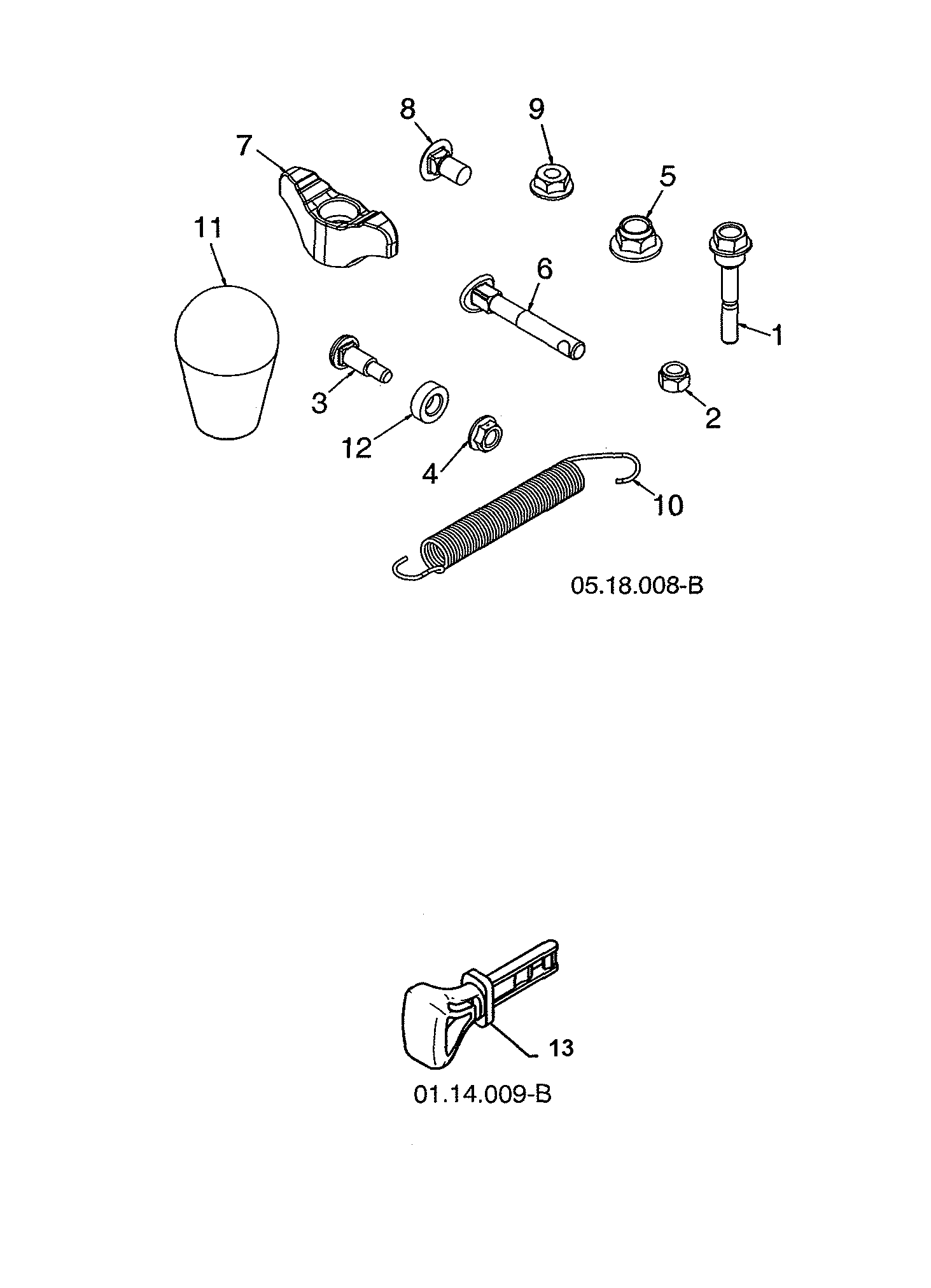 Bag of parts/ignition key