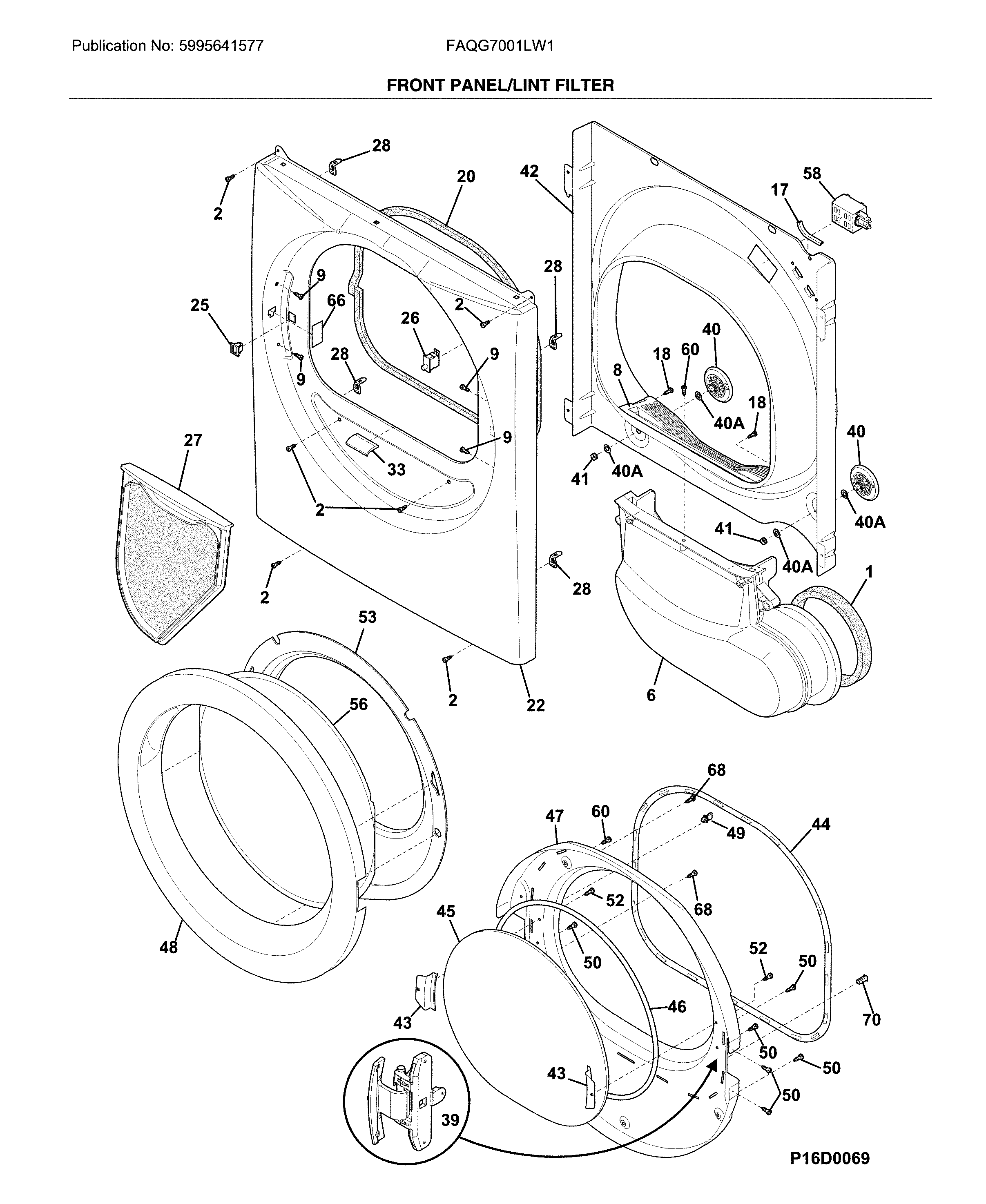 Front panel/lint filter