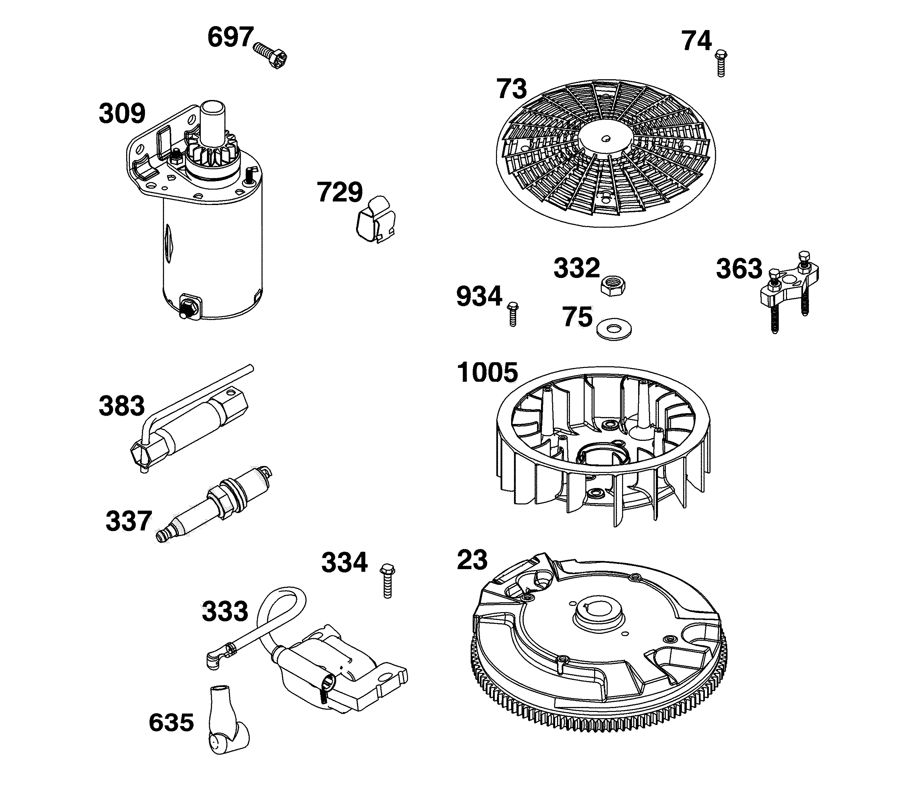 Flywheel/ignition/starter