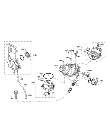 Water inlet/sump/heat pump