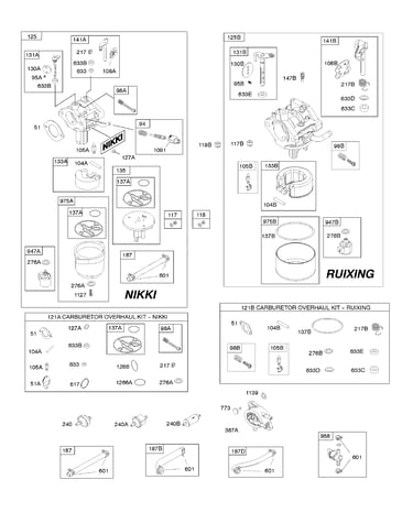Carburetor/fuel supply/kit-carburetor overhaul