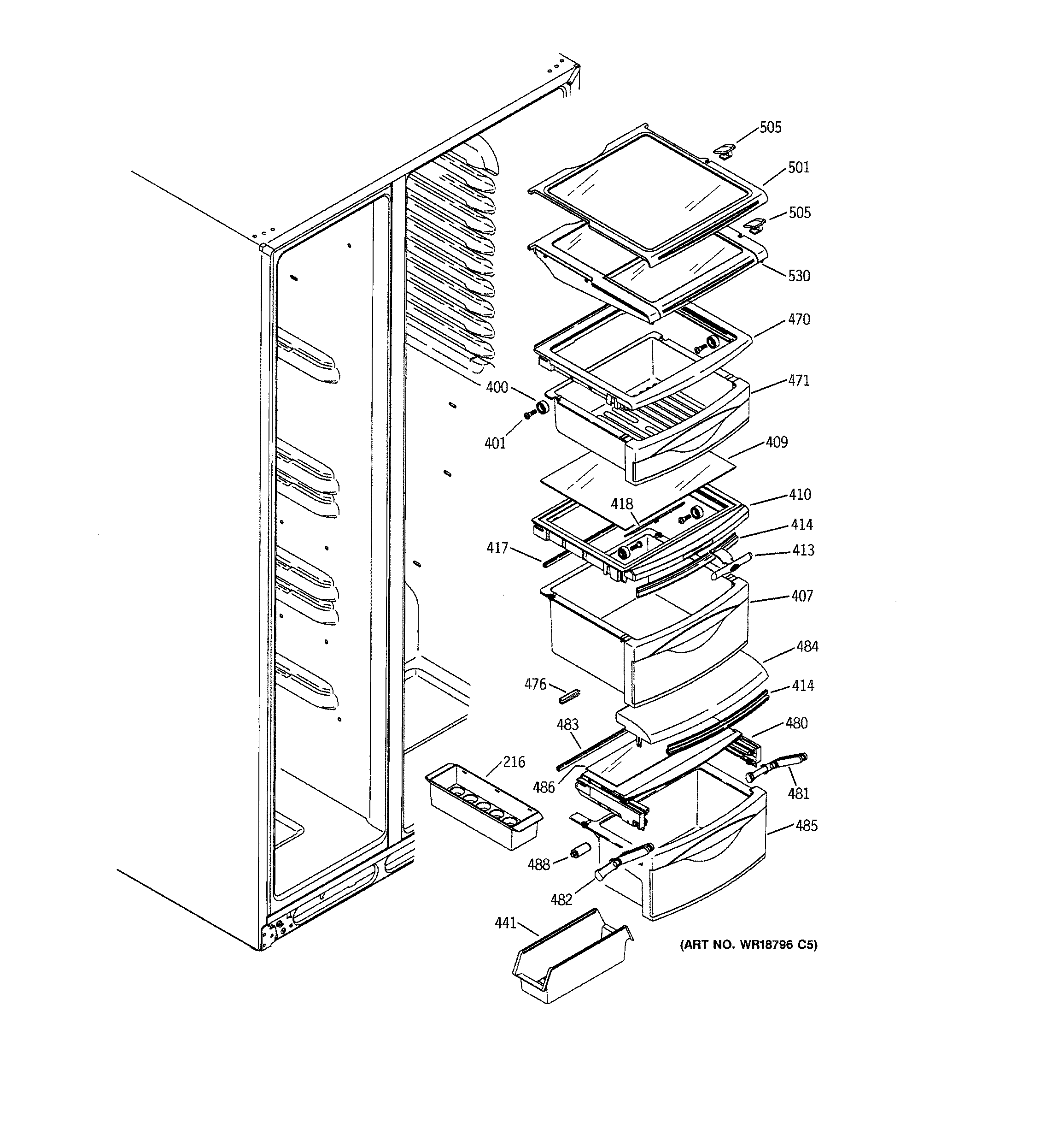 Fresh food shelves
