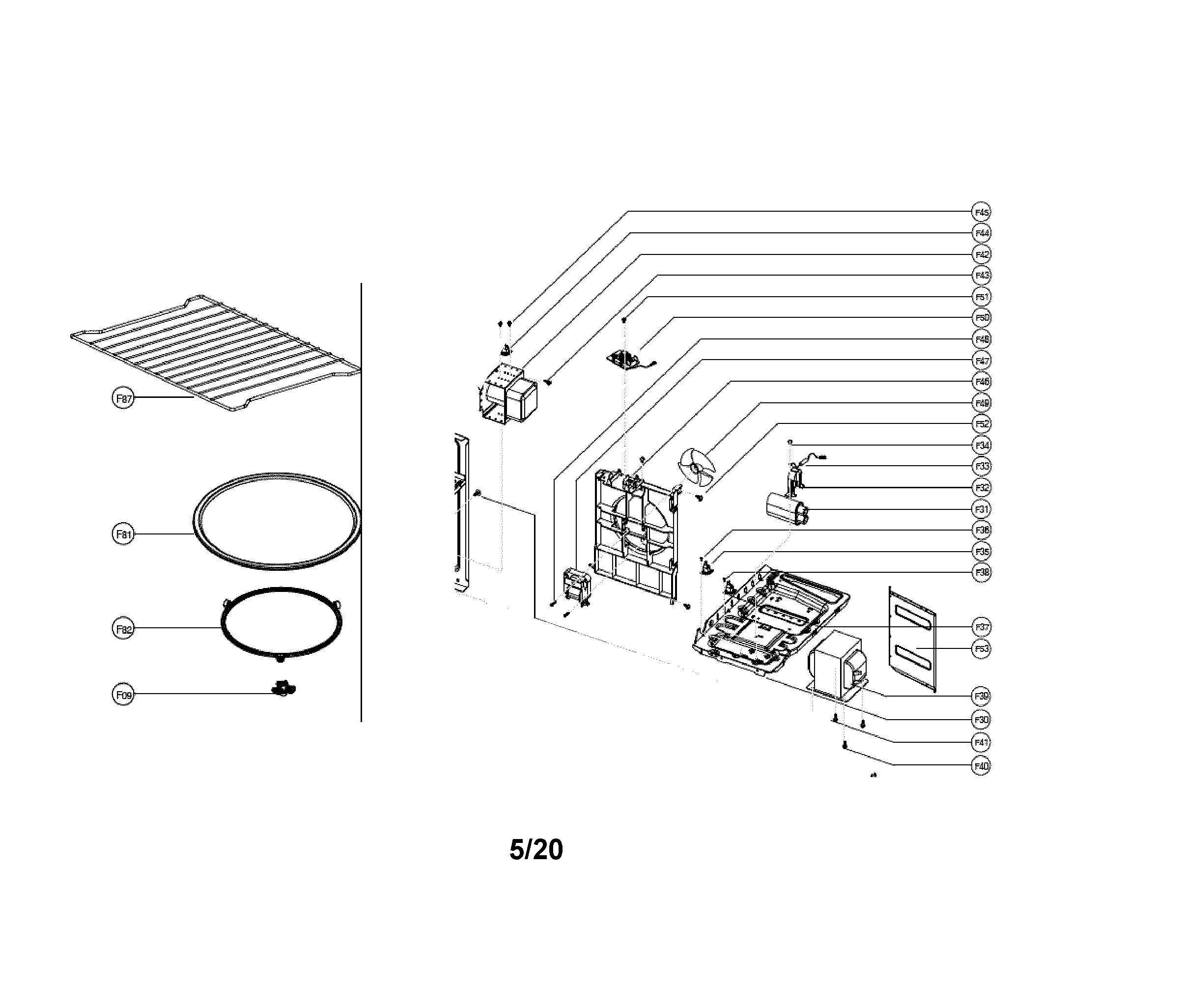 MICROWAVE TRAYS/MAGNETRON/TRANS HV