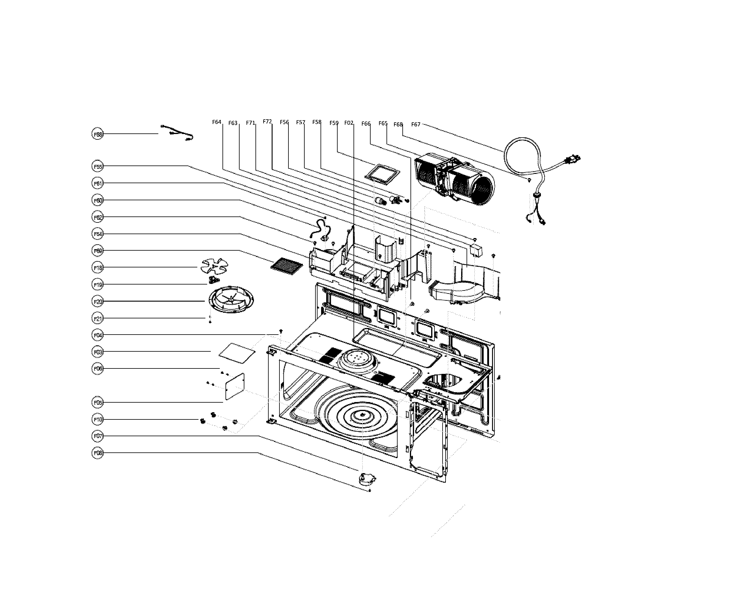 Microwave cavity/ventilation motor