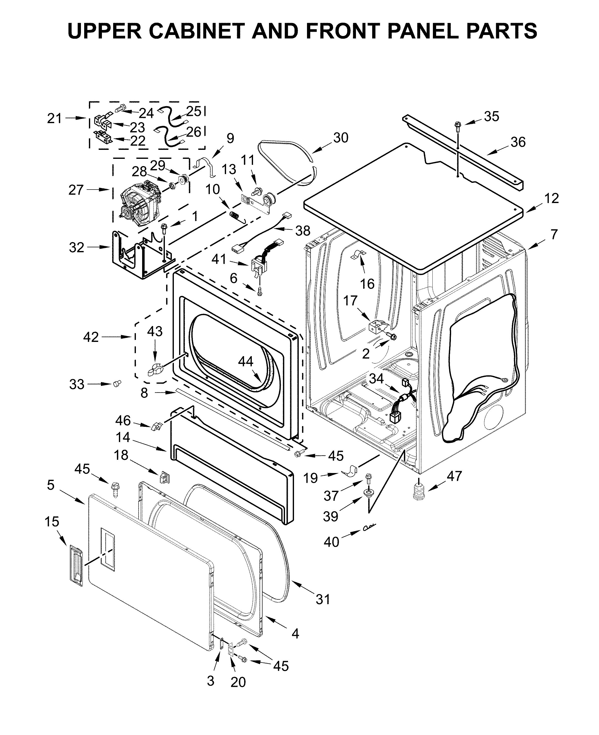 Upper cabinet & front panel parts