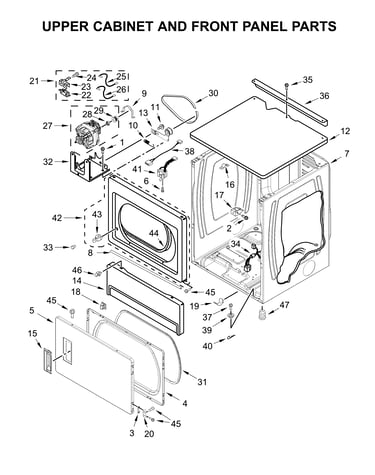 Upper cabinet & front panel parts
