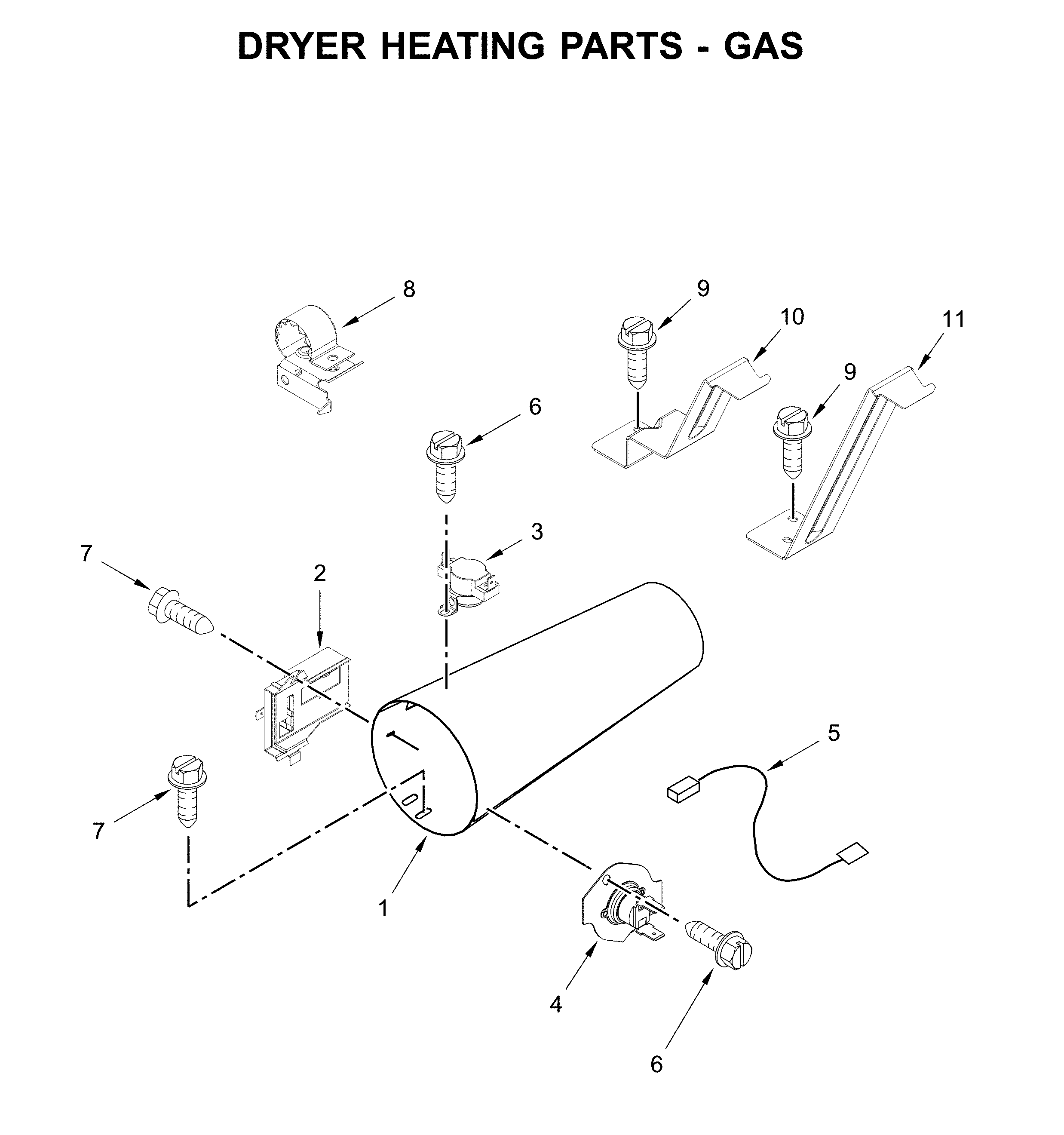 Dryer heating parts - gas