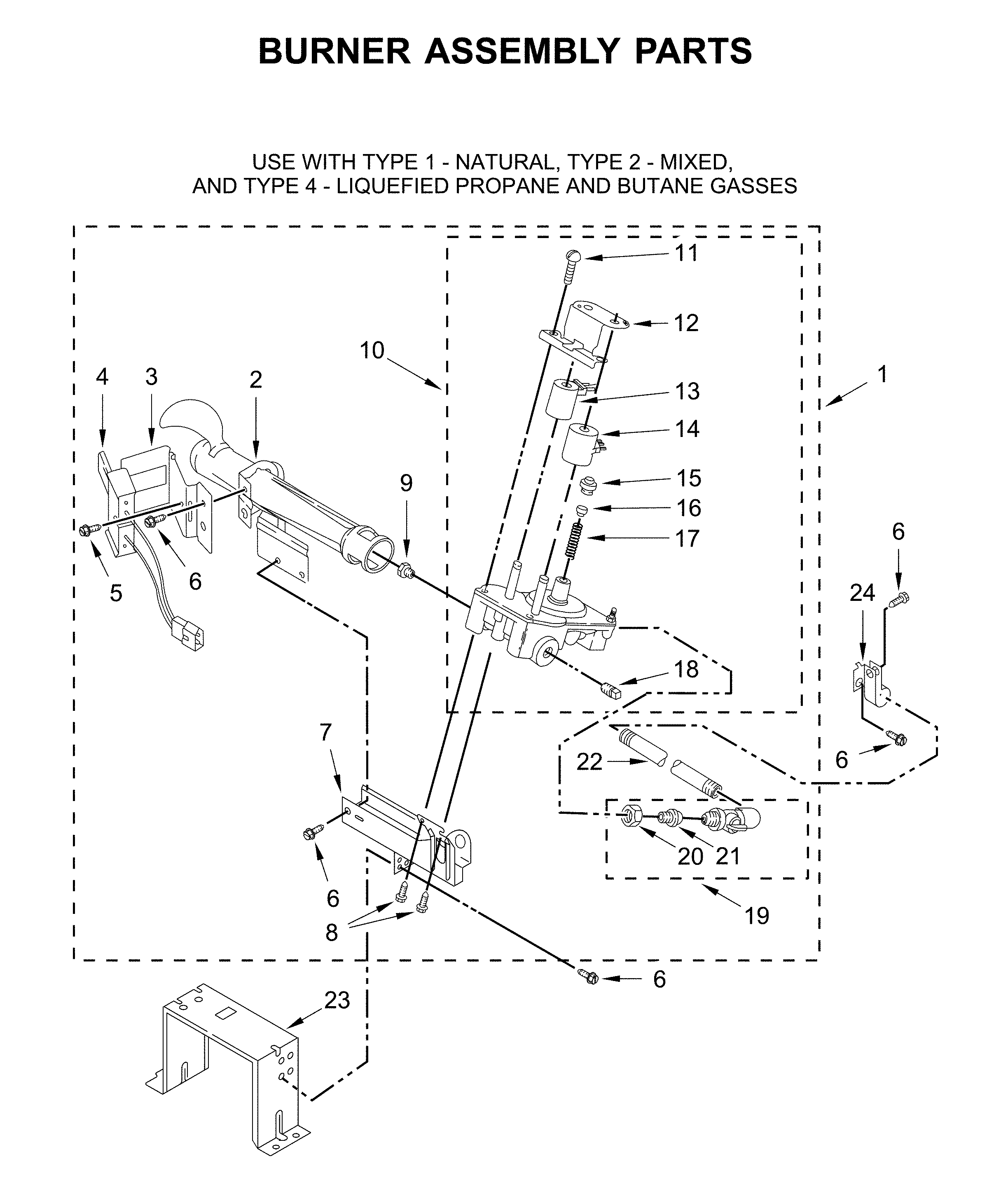 Burner assembly parts