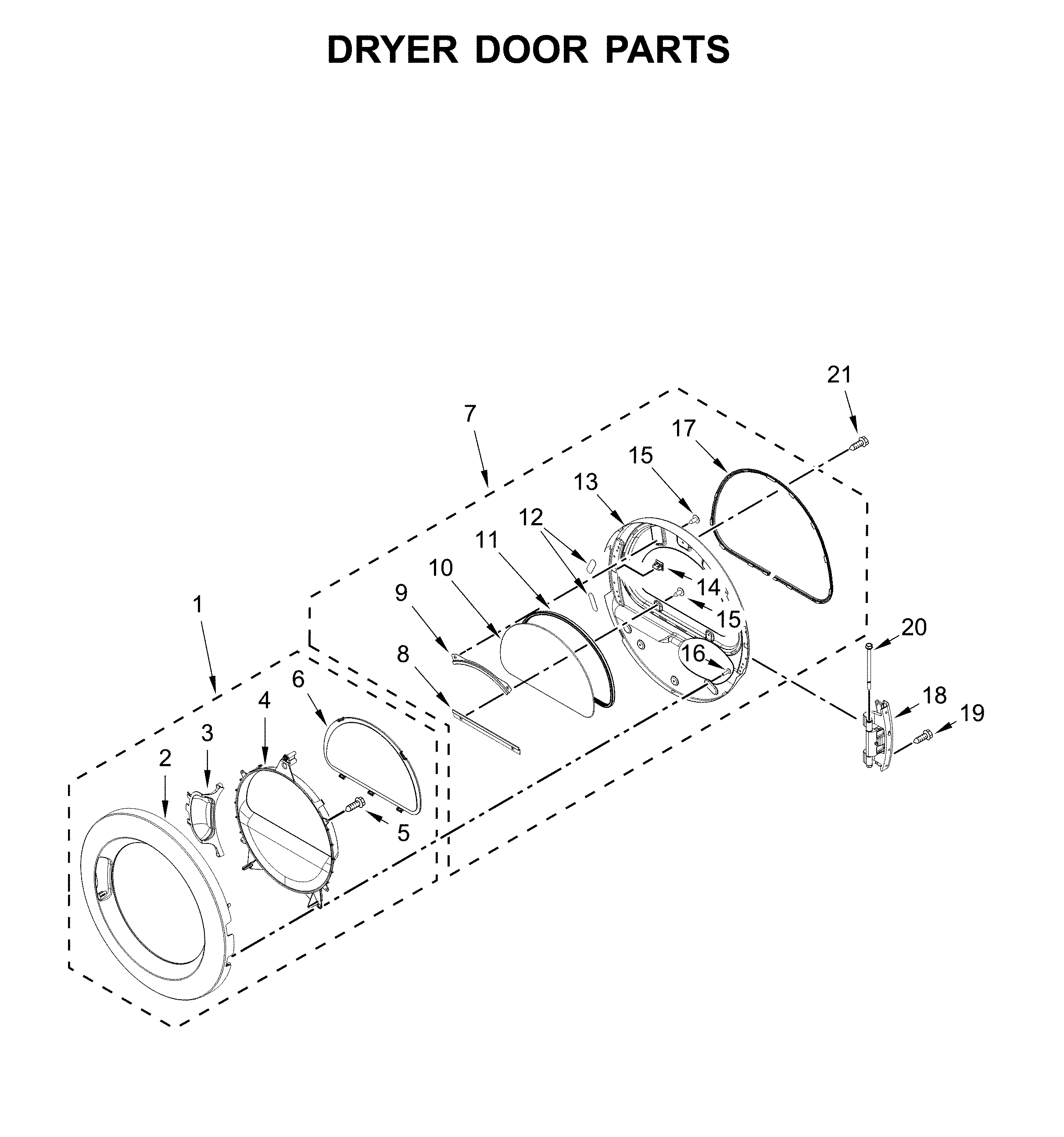 Dryer door parts