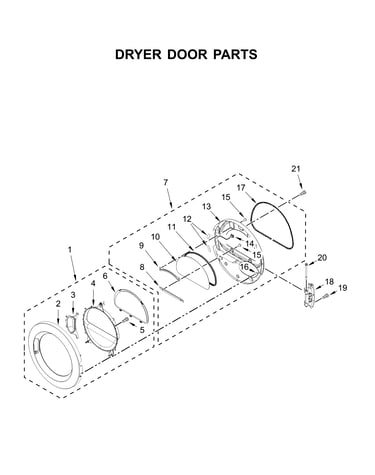 Dryer door parts