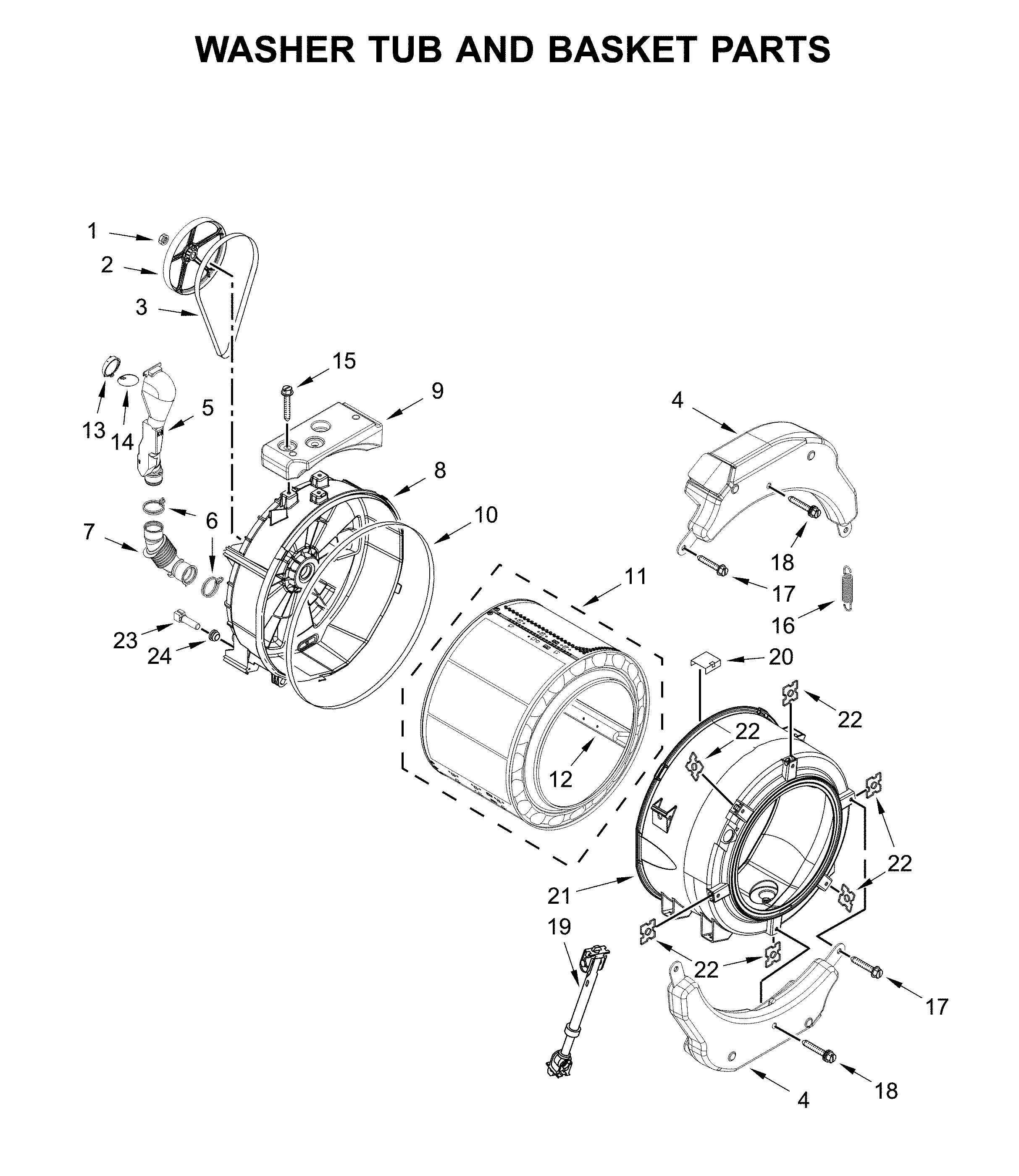 Washer tub & basket parts