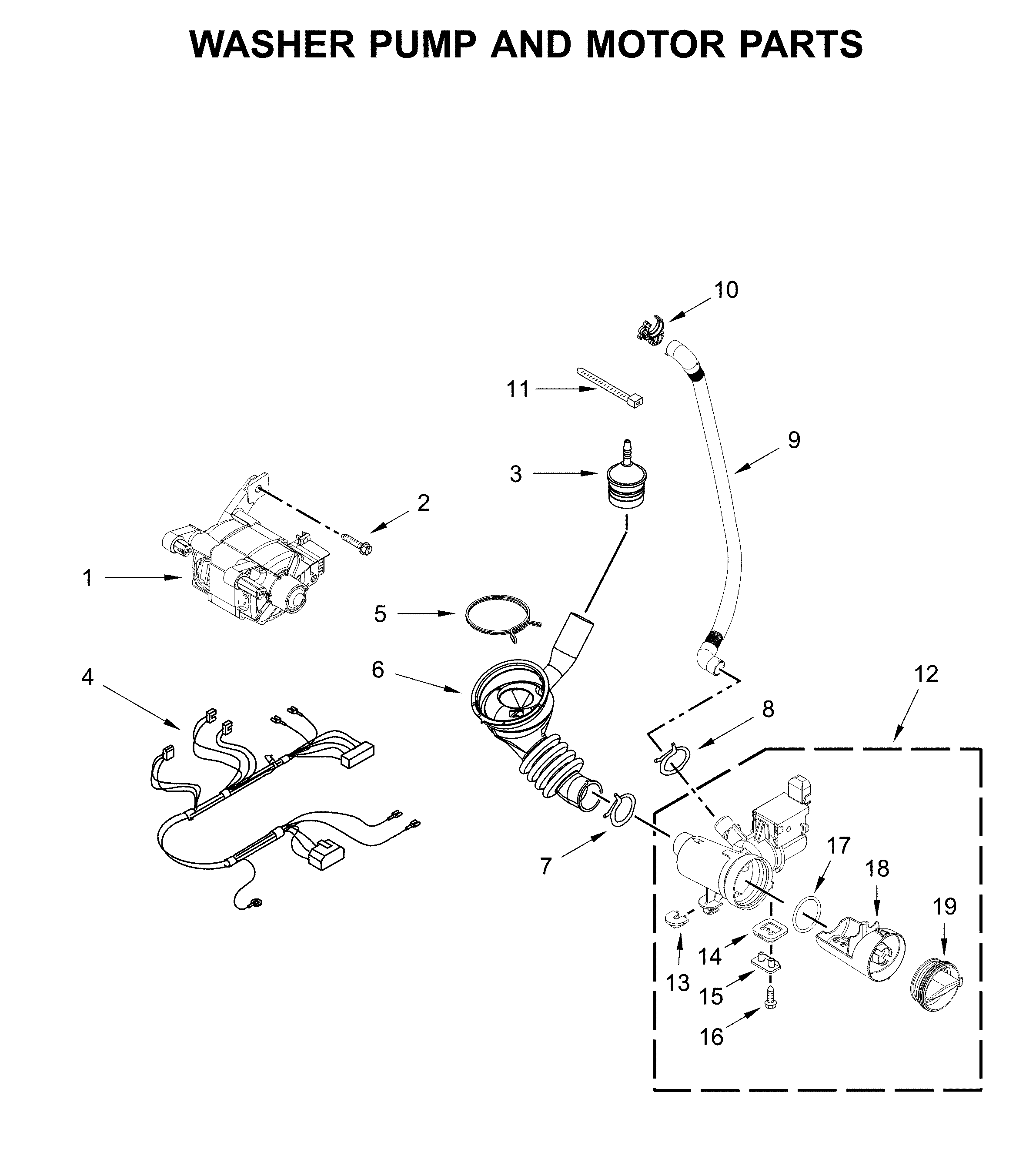 Washer pump & motor parts