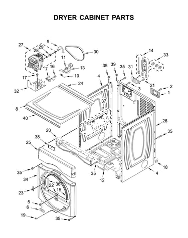 Dryer cabinet parts