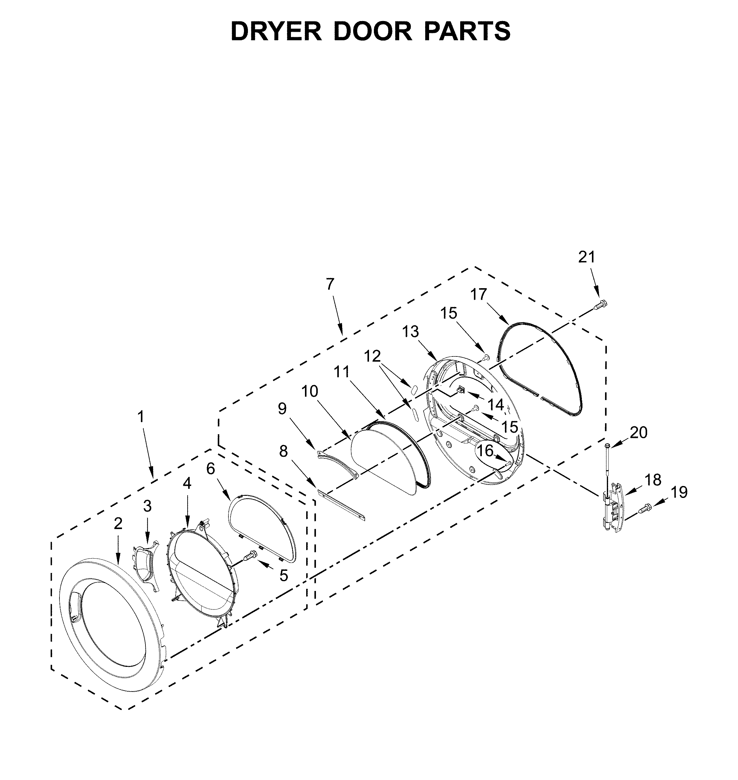 Dryer door parts