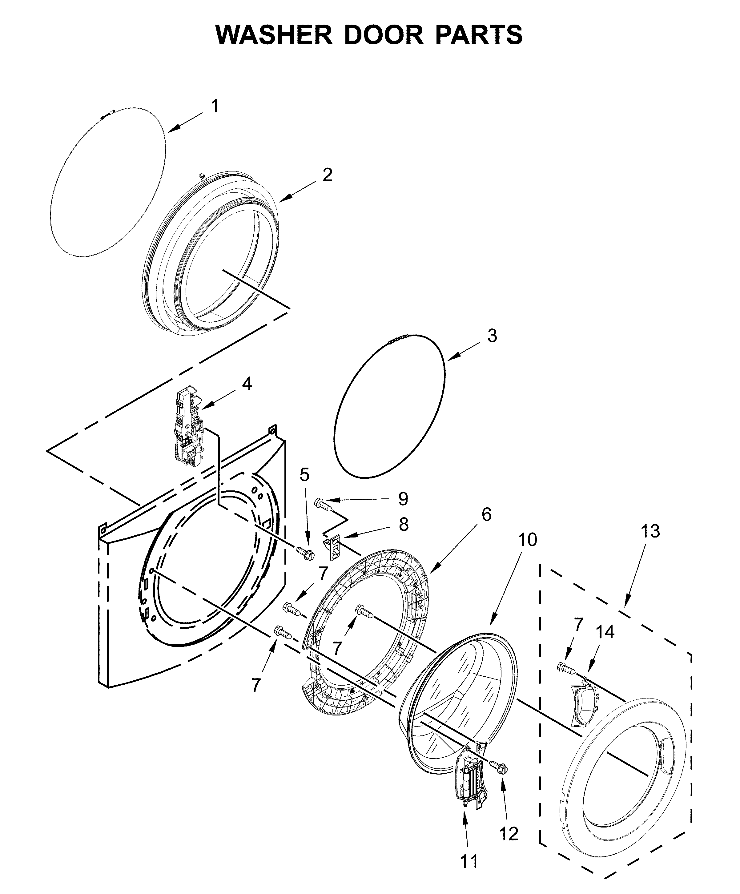 Washer door parts