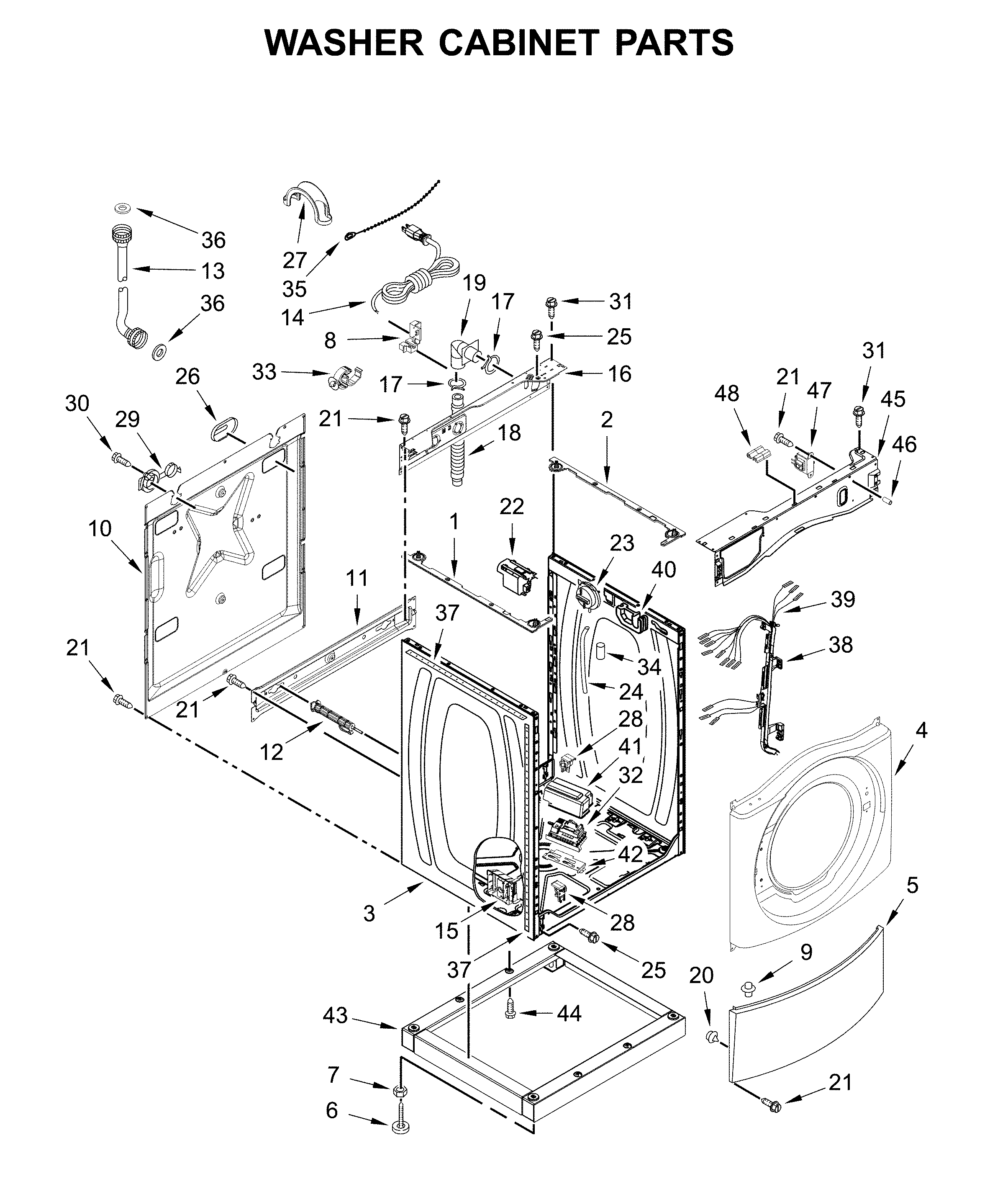 Washer cabinet parts