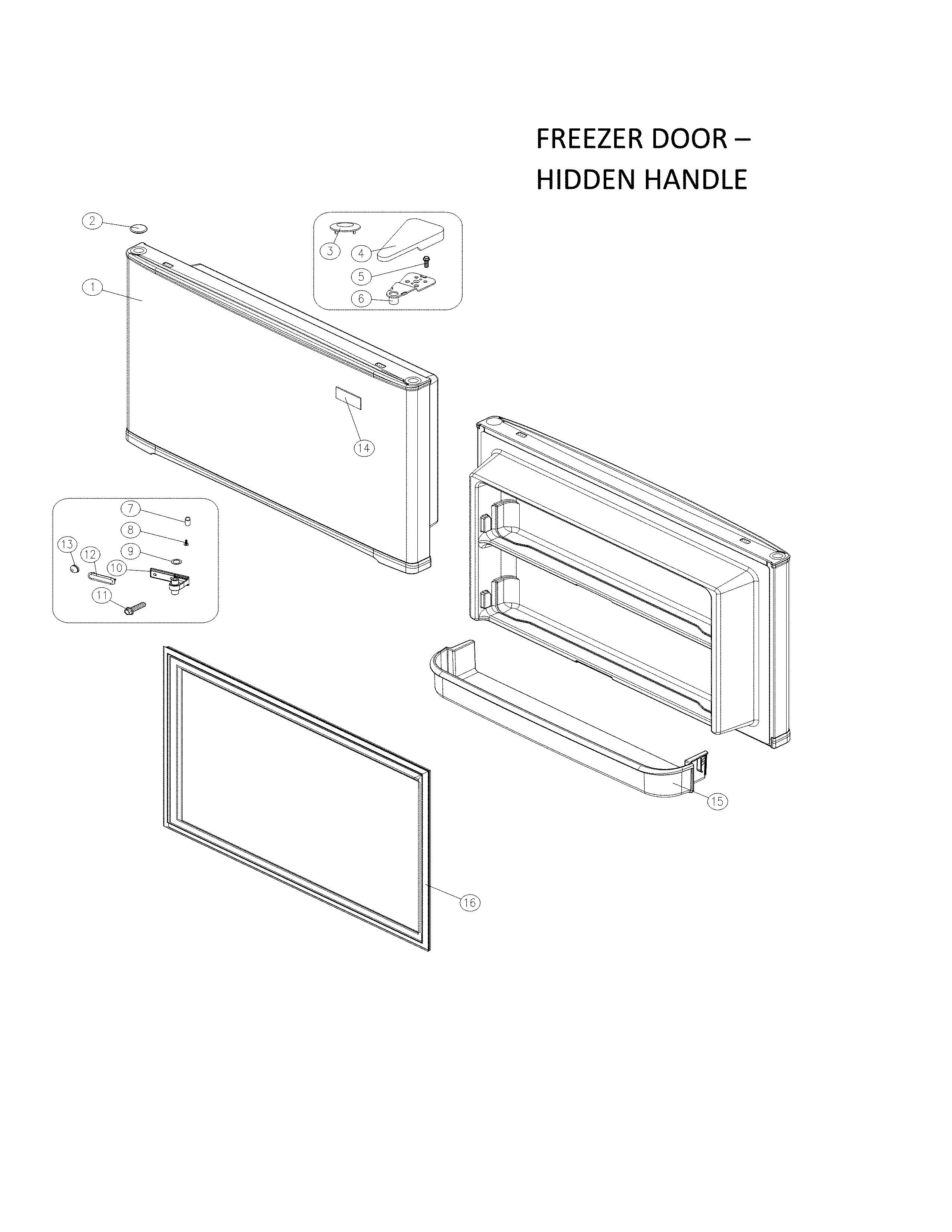 Freezer door - hidden handle