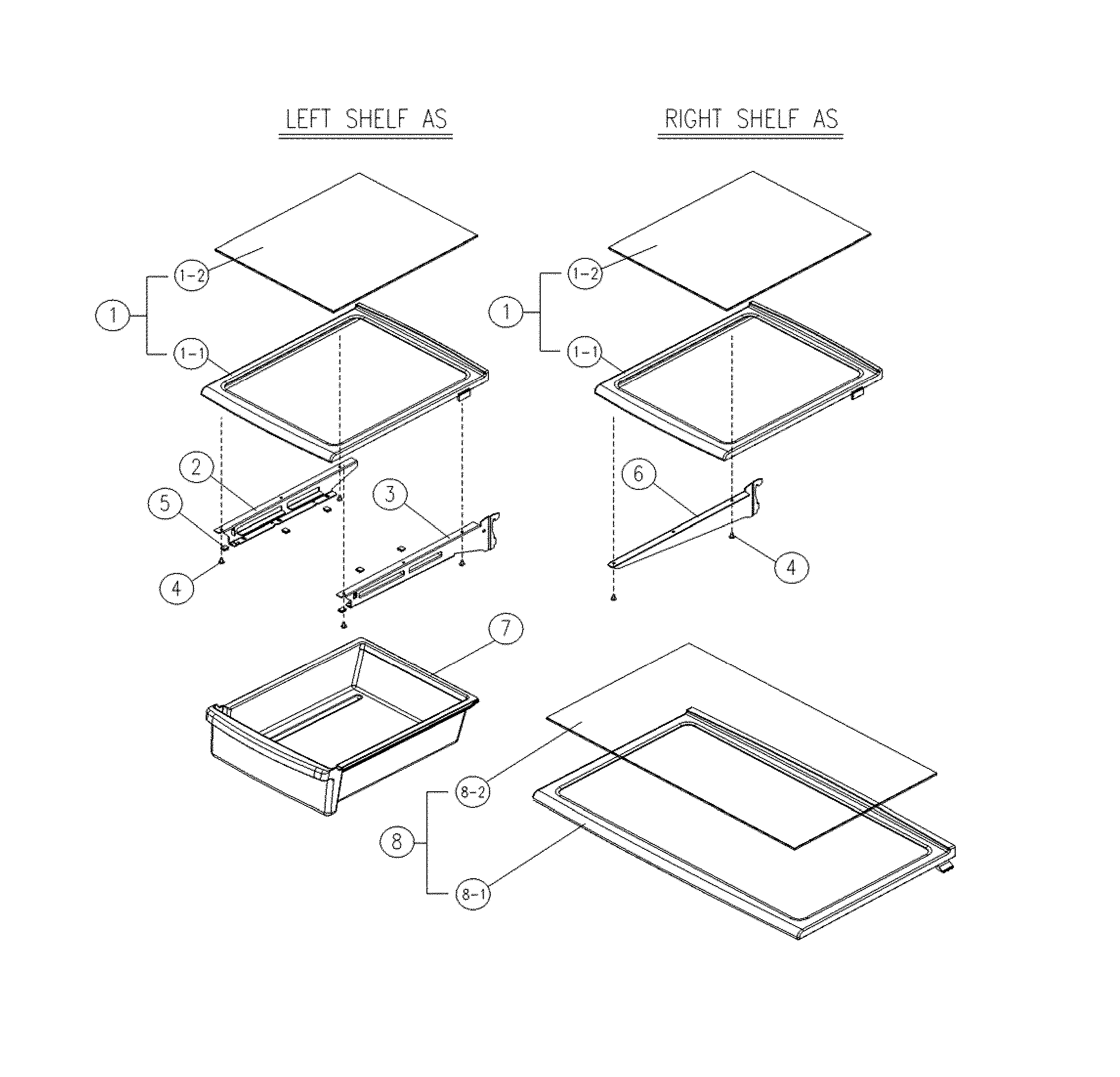 Glass shelves