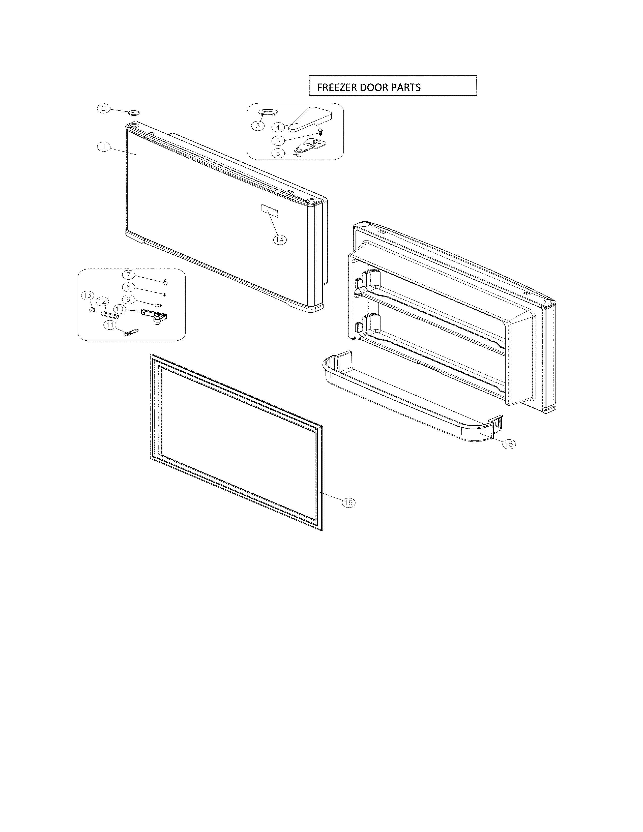 Freezer door parts