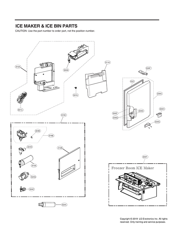 Ice maker/ice bin parts