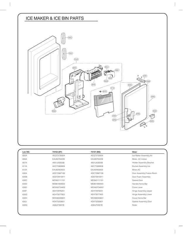 Ice maker/ice bin parts