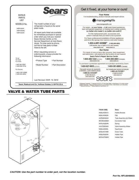 VALVE/WATER TUBE PARTS