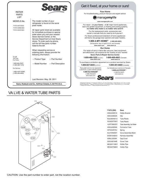Valve/water tube parts