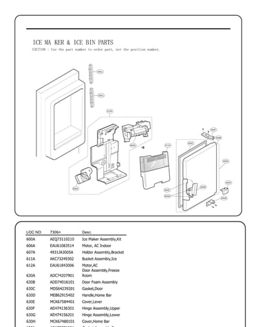 Ice maker/ice bin parts
