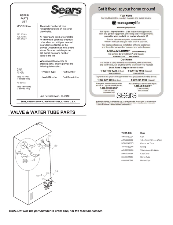 Valve/water tube parts