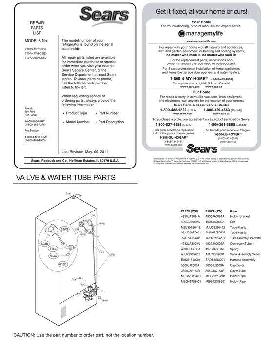 Valve/water tube parts