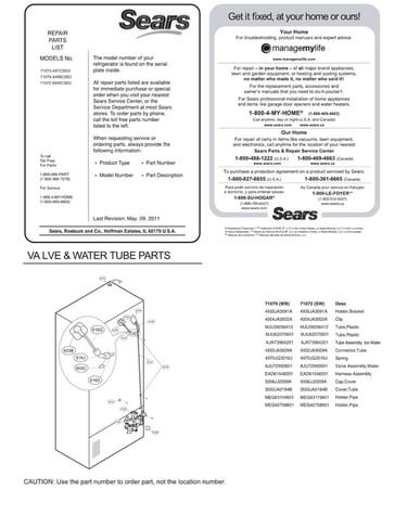Valve/water tube parts