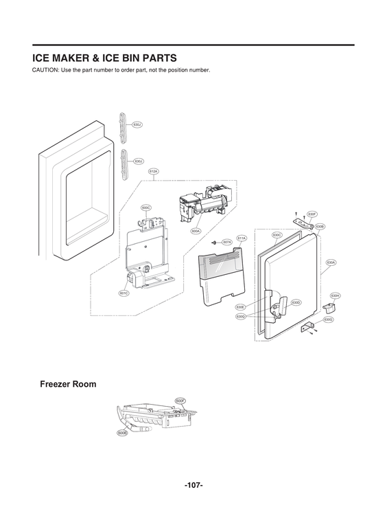 Ice maker/ice bin parts