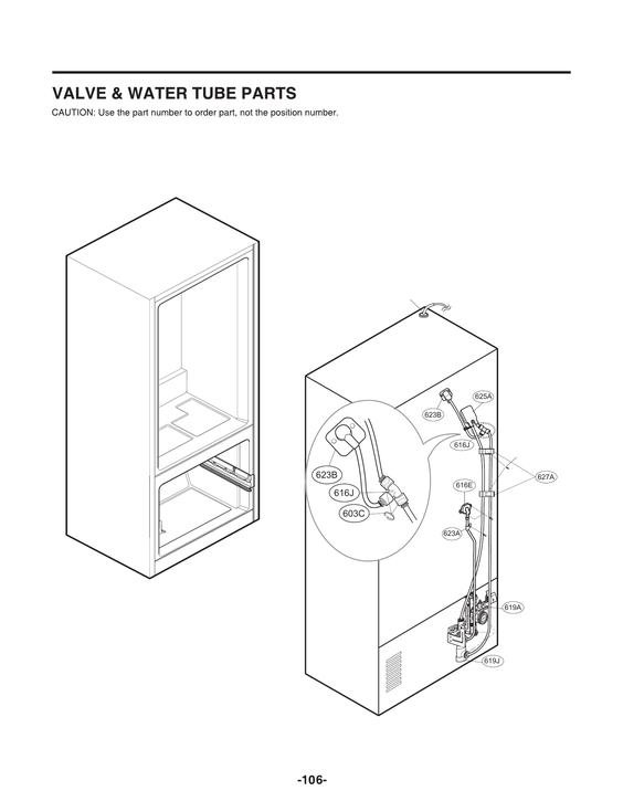 Valve/water tube parts