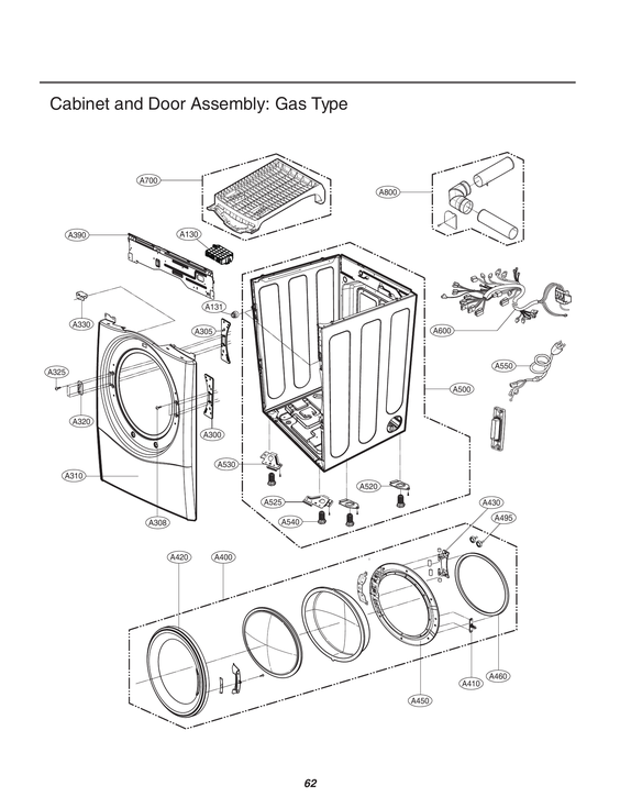 Cabinet/door assy: gas type