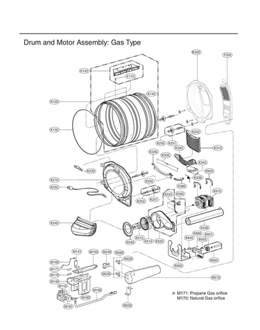 Drum/motor assy: gas type