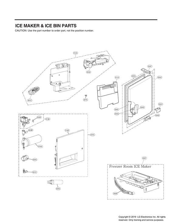 Ice maker/ice bin parts