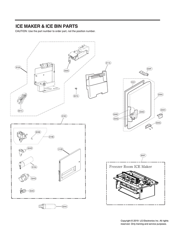 Ice maker/ice bin parts