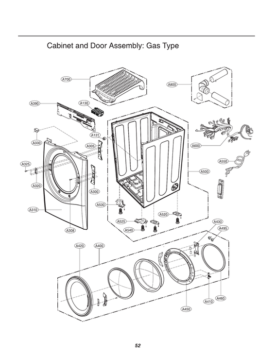 Cabinet/door assy: gas type