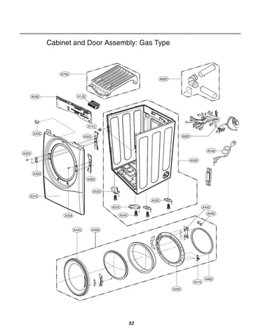Cabinet/door assy: gas type