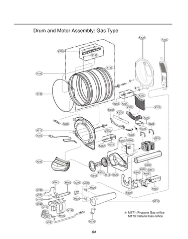 Drum/motor assy: gas type