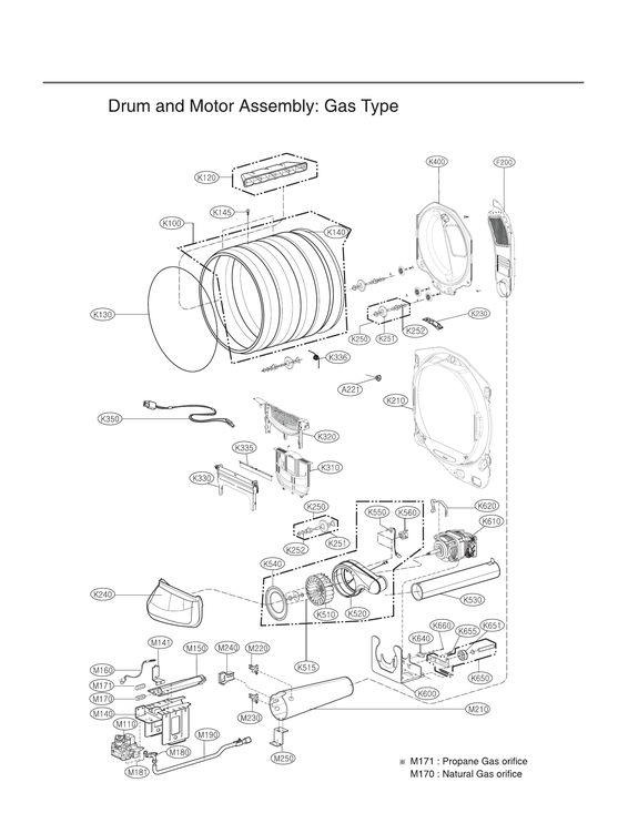 Drum/motor assy: gas type