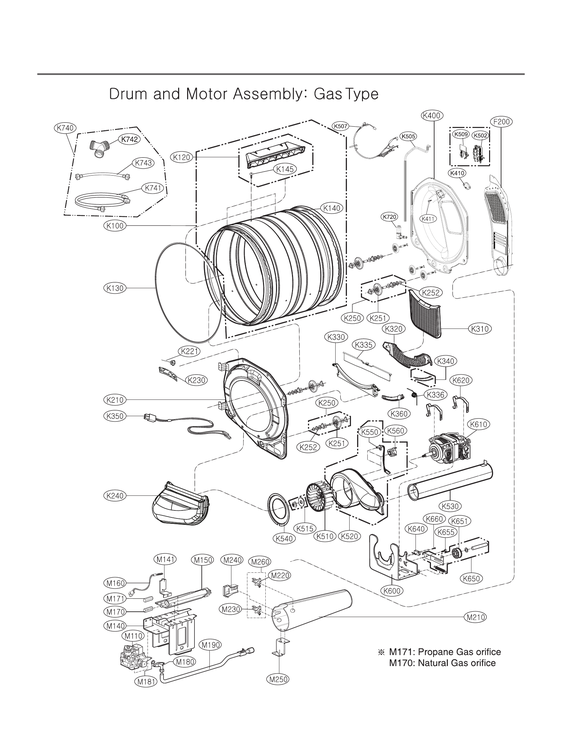 DRUM/MOTOR ASSY: GAS TYPE