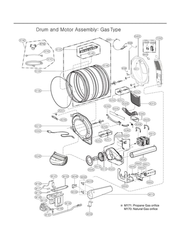 Drum/motor assy: gas type