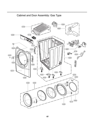 Cabinet/door assy: gas type