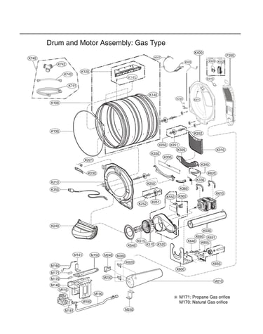 Drum/motor assy: gas type